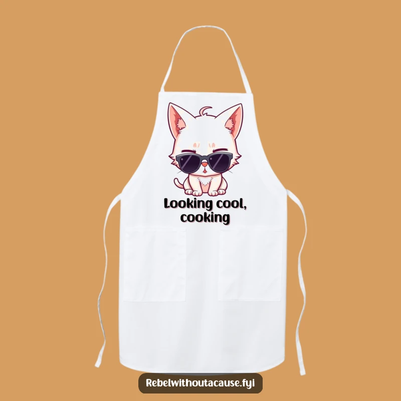 Funny Cat Wink Apron: Cook with Sass in a Cool Sunglasses Design