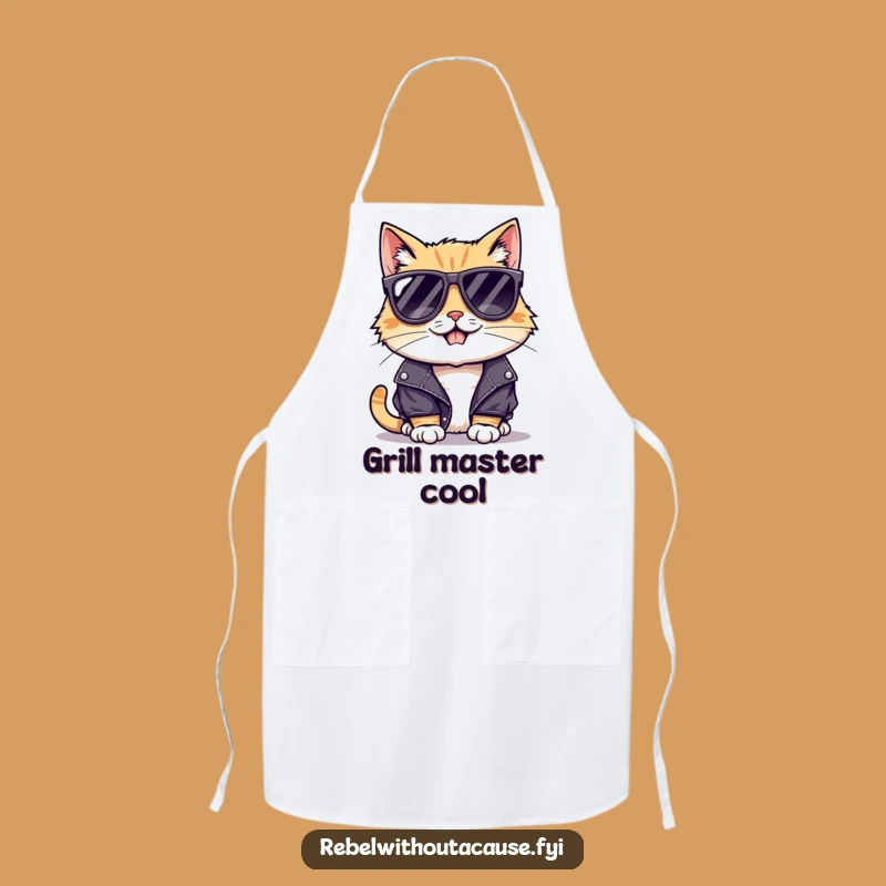 Funny Cool Cat Chef Apron: Cook with Rocker Feline Confidence!