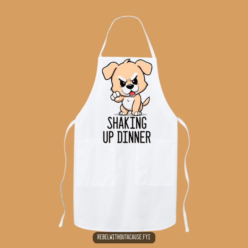 Funny Defiant Puppy Stomp Apron: Cook with Puppy Determination
