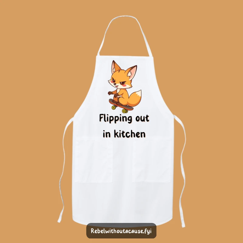 Funny Fox Apron: Kitchen Daredevil with Skateboard, Perfect Funny Chef Gift
