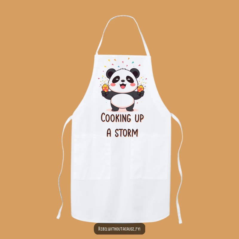 Funny Panda Kitchen Apron: Mischievous Panda Juggling Exploding Poppers, Hilarious Funny Gift for Cooks