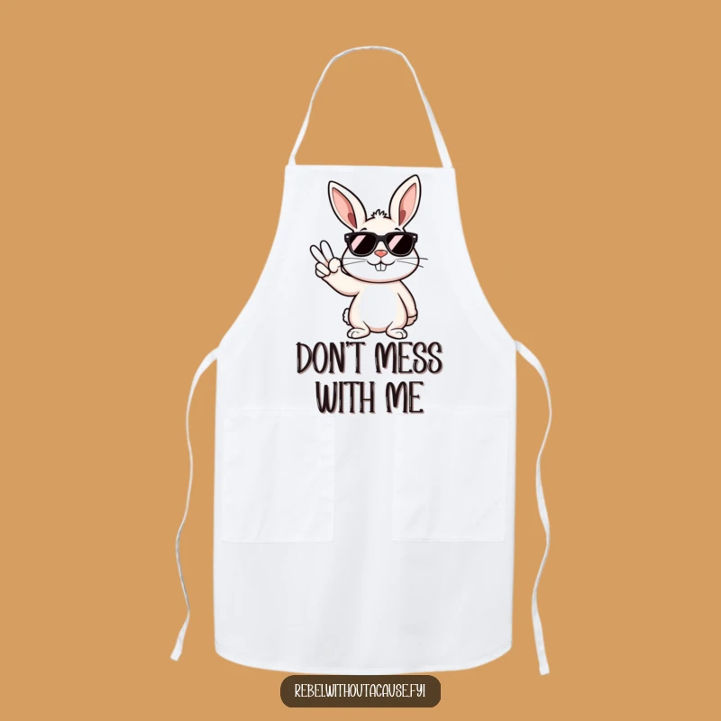Funny Rebellious Bunny Peace Sign Apron: Cook Up Laughs with This Funny Gift