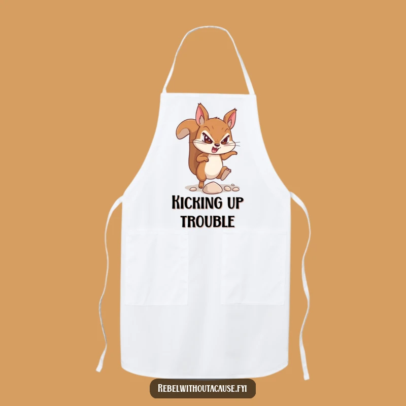 Funny Defiant Squirrel Apron - Cook with Grit and Gusto - Great Funny Gift!