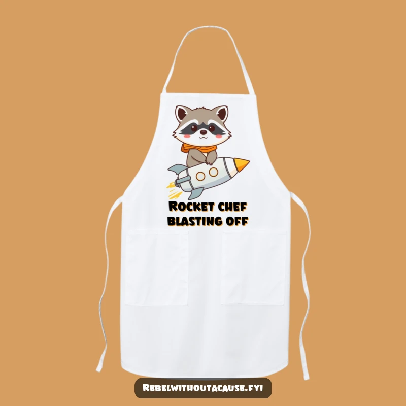 Funny Raccoon Rocket Apron: Cook Up Some Cosmic Cuisine
