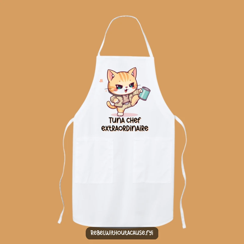 Funny Kawaii Cat Apron: Punk Kitty Chef Wear, Great Funny Gift for Cooks