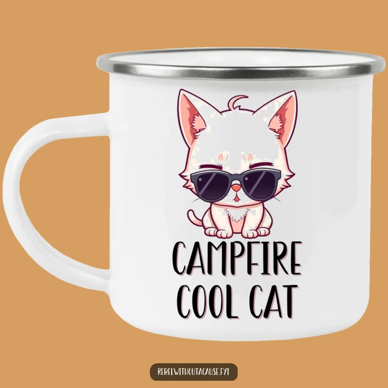 Funny Cat Wink Camping Mug: Adventure with a Sassy Sunglasses Cat