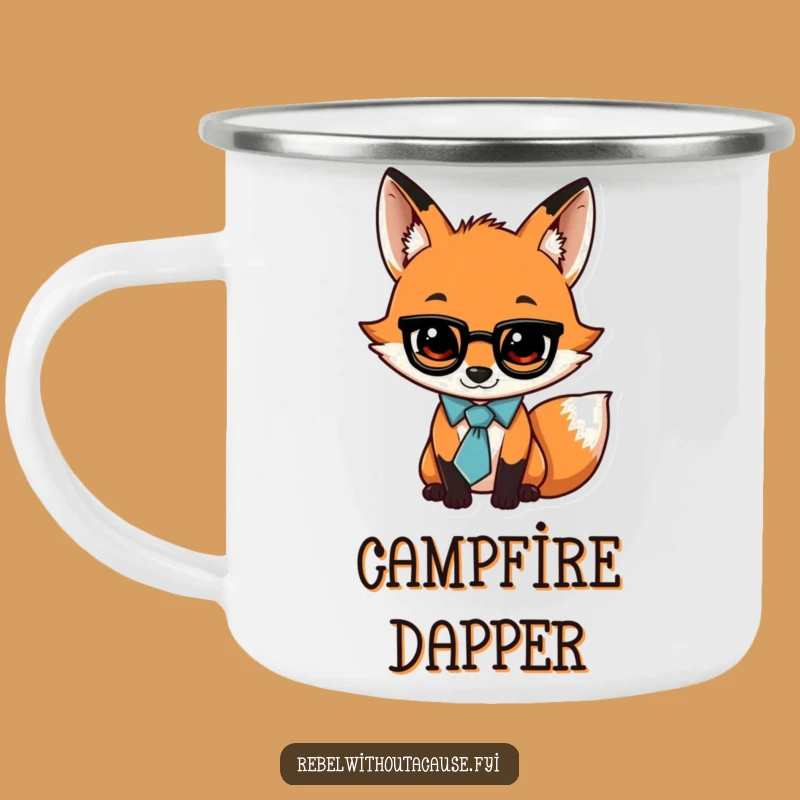 Funny Fox Camping Mug: Outdoor Charm, Jaunty Tie, Adventure Gift