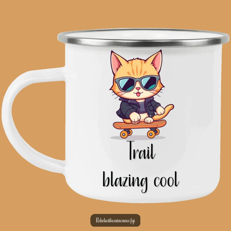 Funny Cool Cat Skater Camping Mug - Durable and Hilarious Outdoor Drinkware