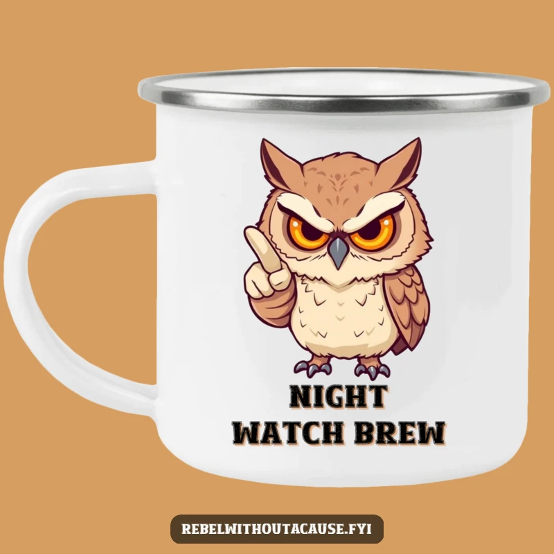 Funny Fierce Owl Finger Camping Mug: Your Stern Companion for Outdoor Sips