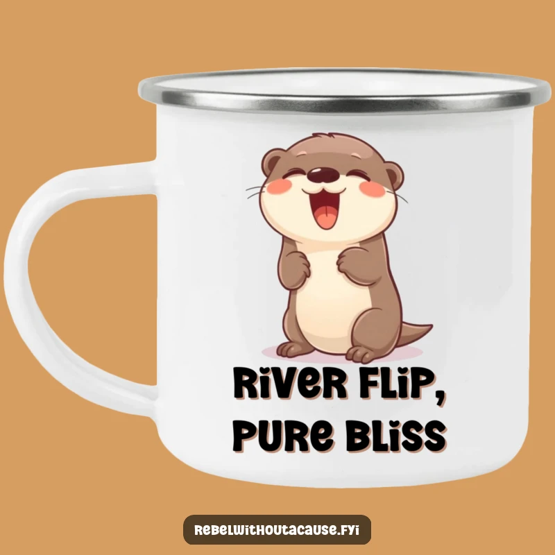 Funny Otter Flip Camping Mug: Giggling Outdoorsy Friend, Carefree Adventure Gift