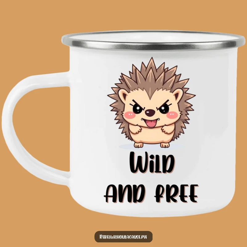 Funny Rebellious Hedgehog Camping Mug: Adventure with Defiant Spirit!