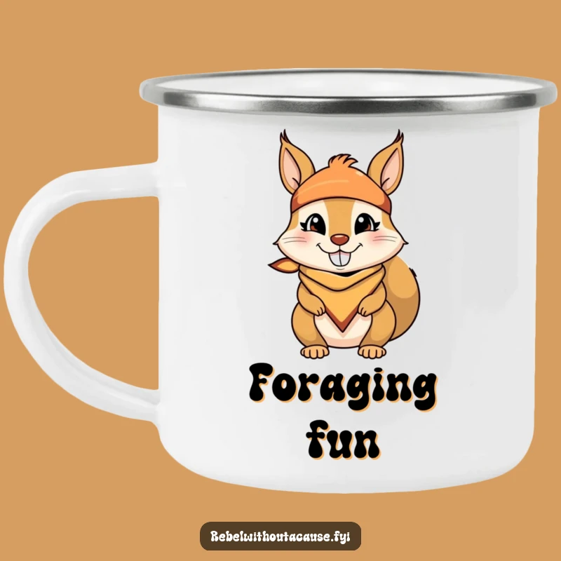 Funny Squirrel Camping Mug: Outdoor Mischief, Bandana & Grin, Adventure Gift