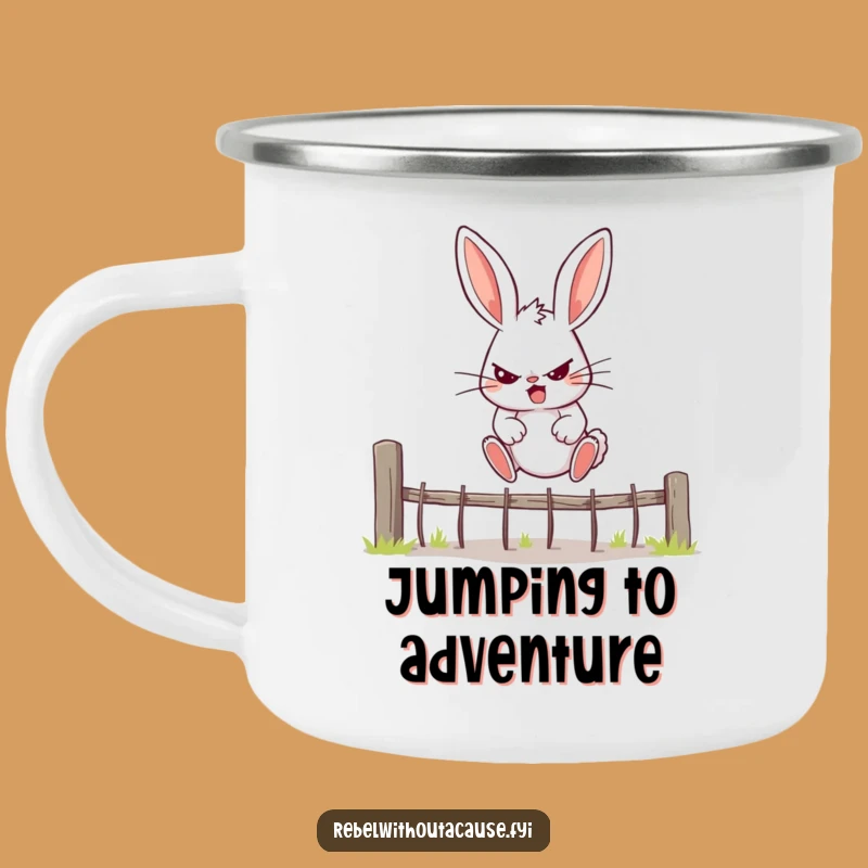 Funny Rebellious Bunny Camping Mug - Durable and Hilarious Outdoor Drinkware