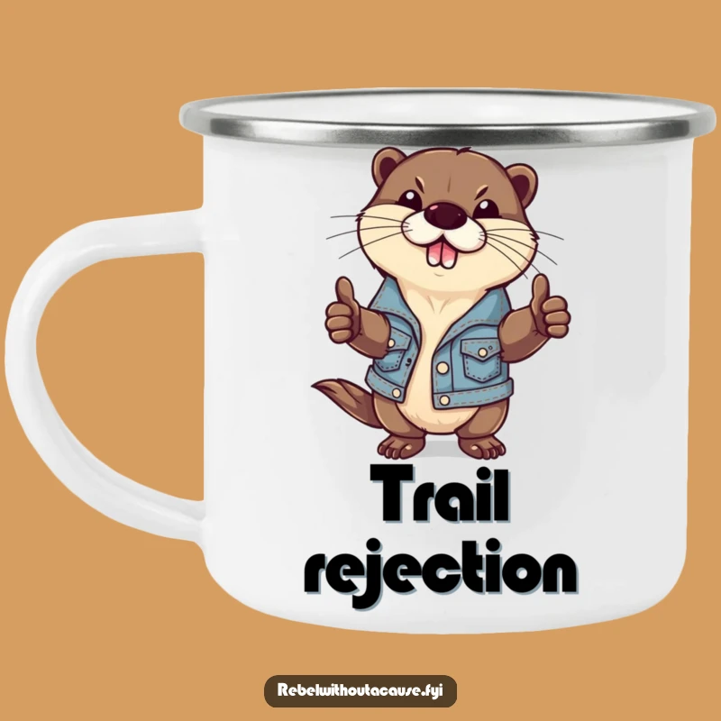 Funny Otter Camping Mug: Adventure with a Defiant Denim Otter