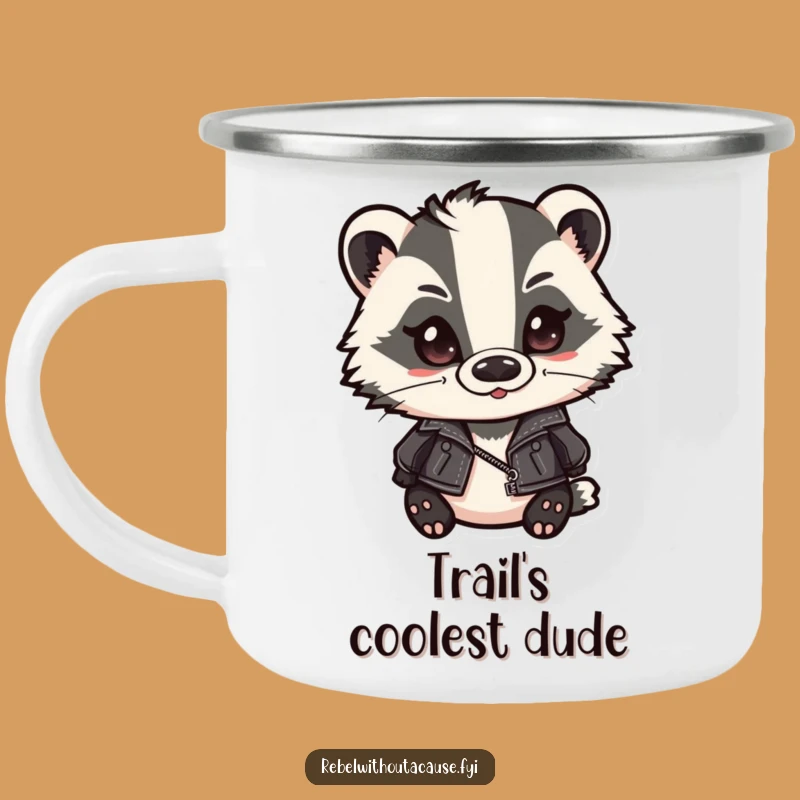 Funny Badger Biker Camping Mug - Smirking Leather Jacket Badger Outdoor Gift