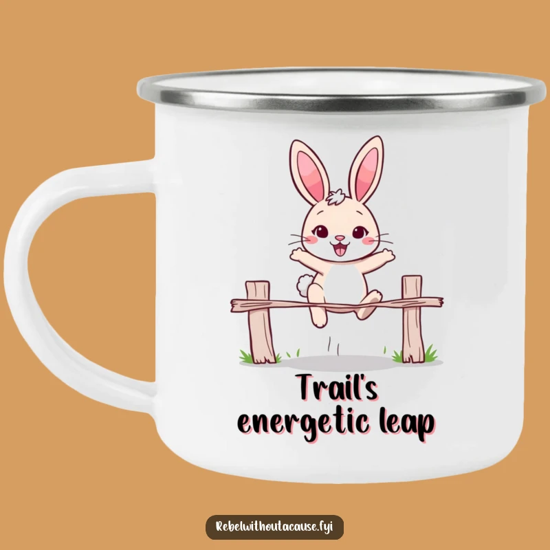 Funny Rabbit 'Over It' Camping Mug - Determined Jumper Rabbit Outdoor Gift