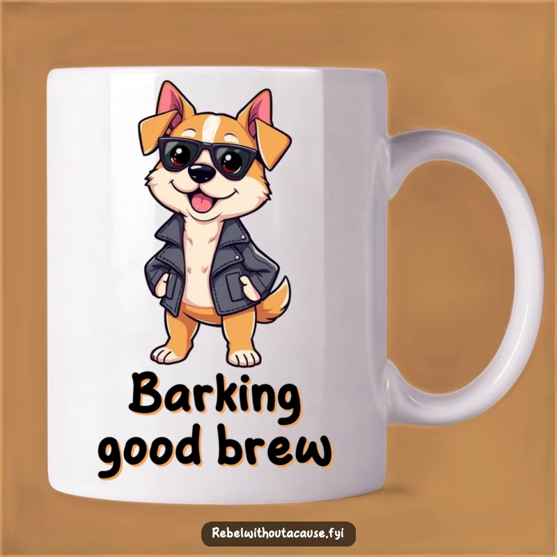 Funny Sassy Dog Mug: Leather Jacket Strutting Pooch Coffee Cup, Perfect Funny Gift