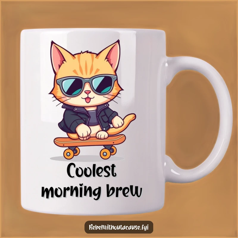 Funny Cool Cat Skater Mug - Hilarious Gift for Cat Lovers and Bikers