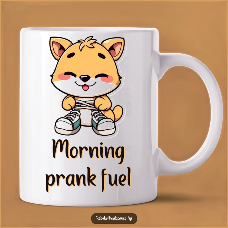 Funny Prankster Animal Mug: Hilarious Shoelace Tying Gift for Jokers