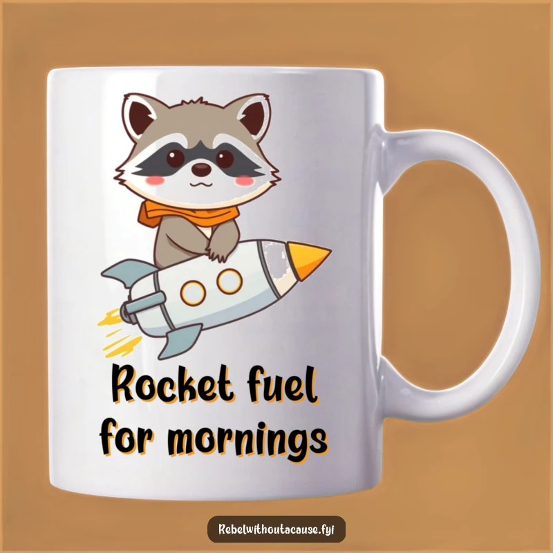 Funny Raccoon Rocket Mug: A Hilarious Gift for Space & Mischief Lovers