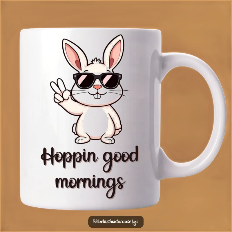 Funny Rebellious Bunny Peace Sign Mug: The Perfect Hilarious Gift for Cool Friends
