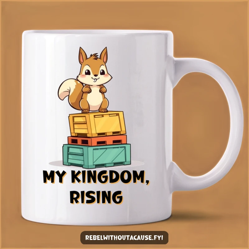 Funny Squirrel Victory Mug: Fearless Rodent on Crates, Perfect Funny Gift for Achievers