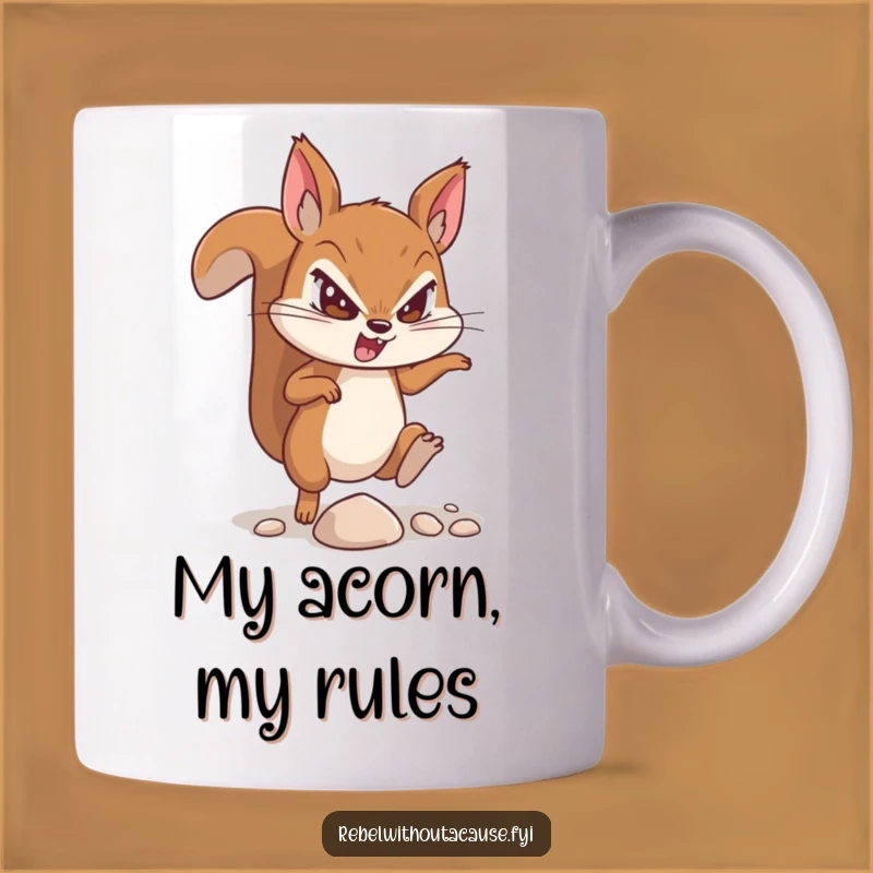 Funny Determined Squirrel Kicking Pebble Mug - Perfect Gift for Stubborn Souls!