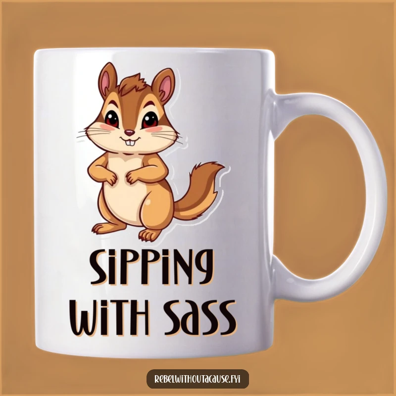 Funny Chipmunk Pose Mug: Bold Confident Animal Gift for Sassy Individuals