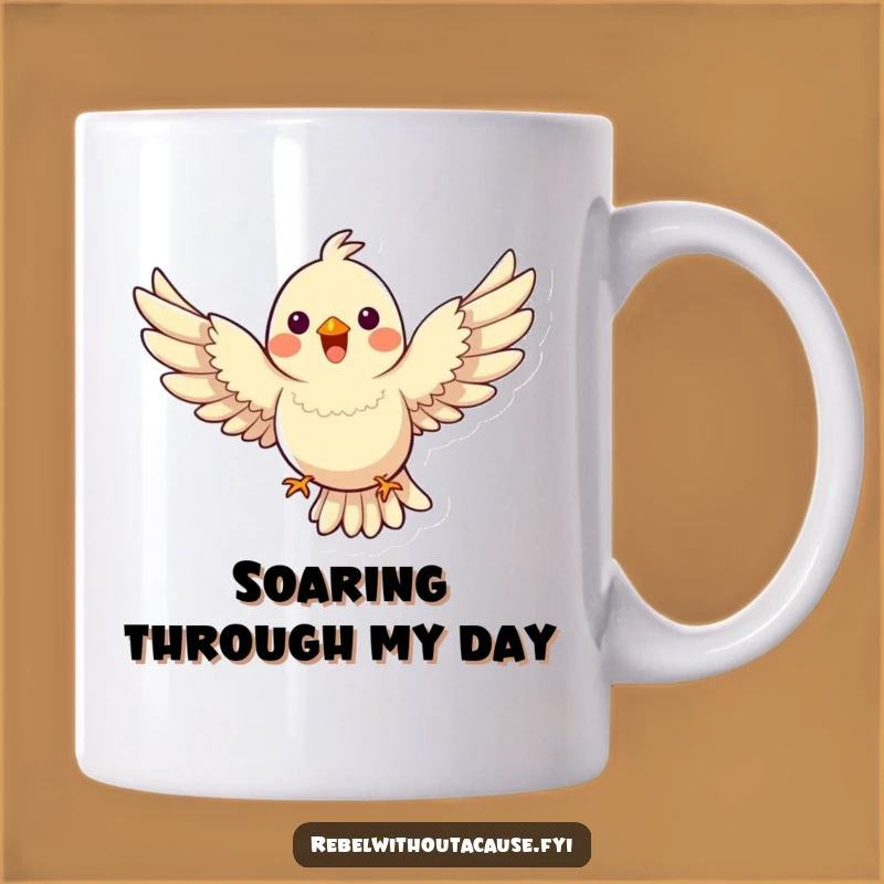 Funny Happy Bird Mug, Gravity Defying Flight, Joyful Wings, Perfect Funny Gift for Bird Lovers