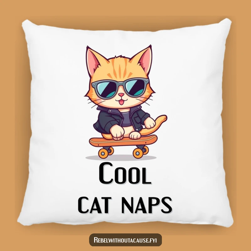 Funny Cool Cat Skater Pillow - Cozy and Hilarious Decor