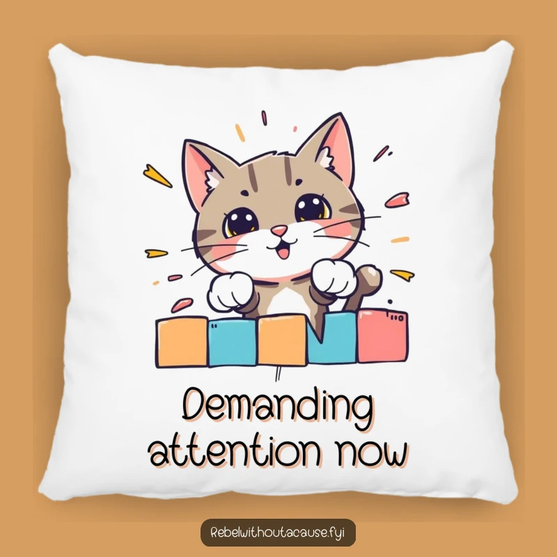 Funny Bold Cat Barrier Smash Pillow: Comfy Comfort with Unstoppable Flair