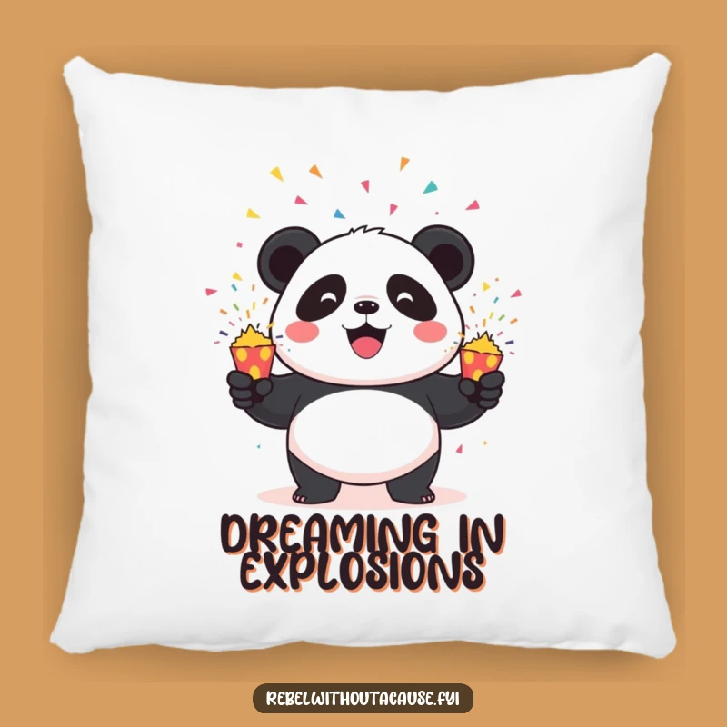 Funny Panda Plush Pillow: Mischievous Panda Juggling Exploding Poppers, Comfy Funny Gift Accent