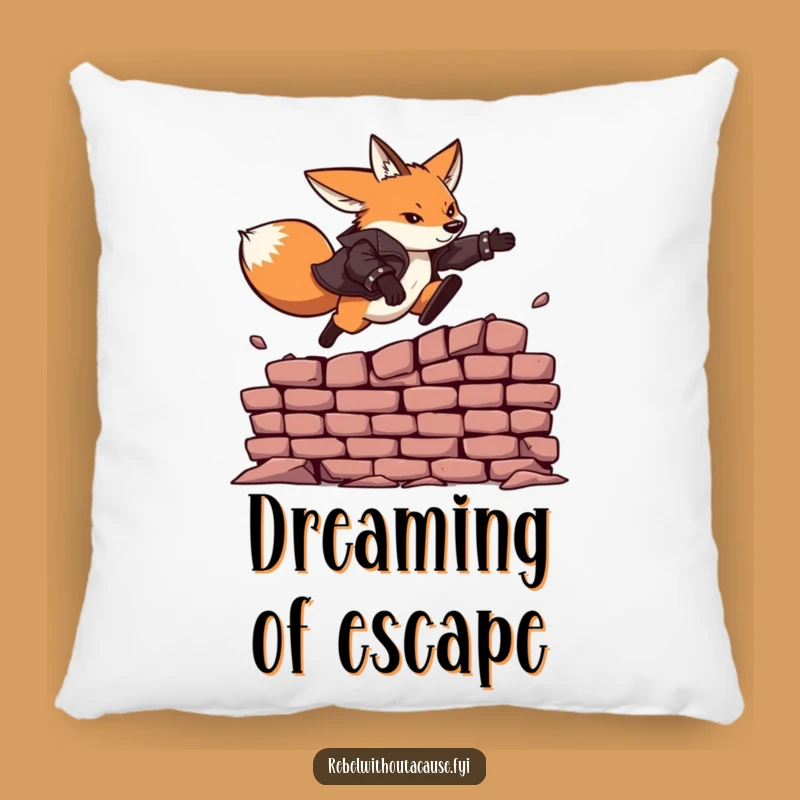 Funny Fearless Fox Leather Jacket Pillow: Comfy Comfort with a Dash of Dare