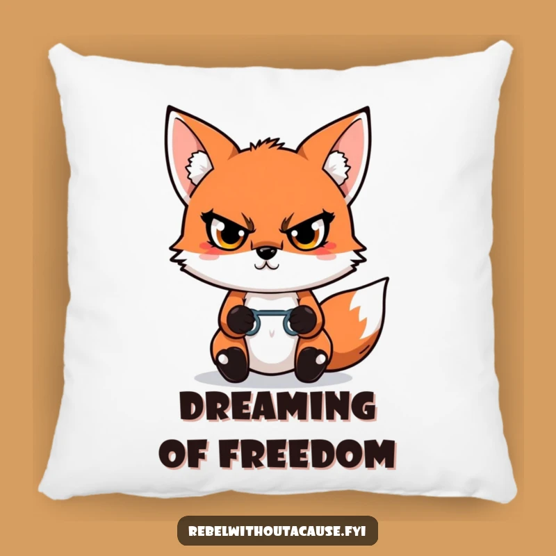 Funny Kawaii Fox Pillow: Freedom Cushion, Adorable Funny Gift