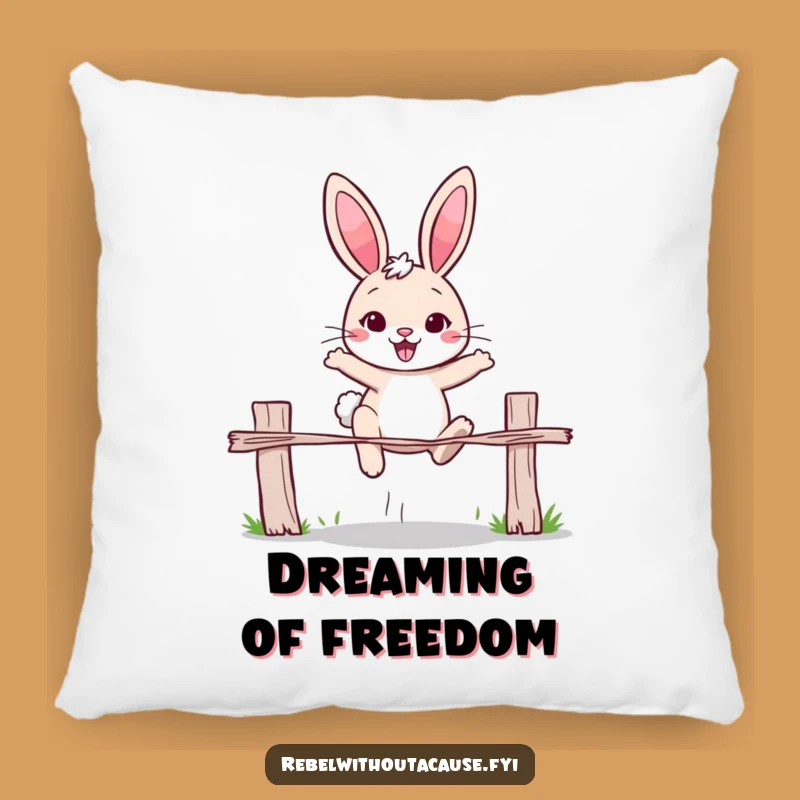 Funny Rabbit 'Over It' Pillow - Determined Jumper Rabbit Accent Gift