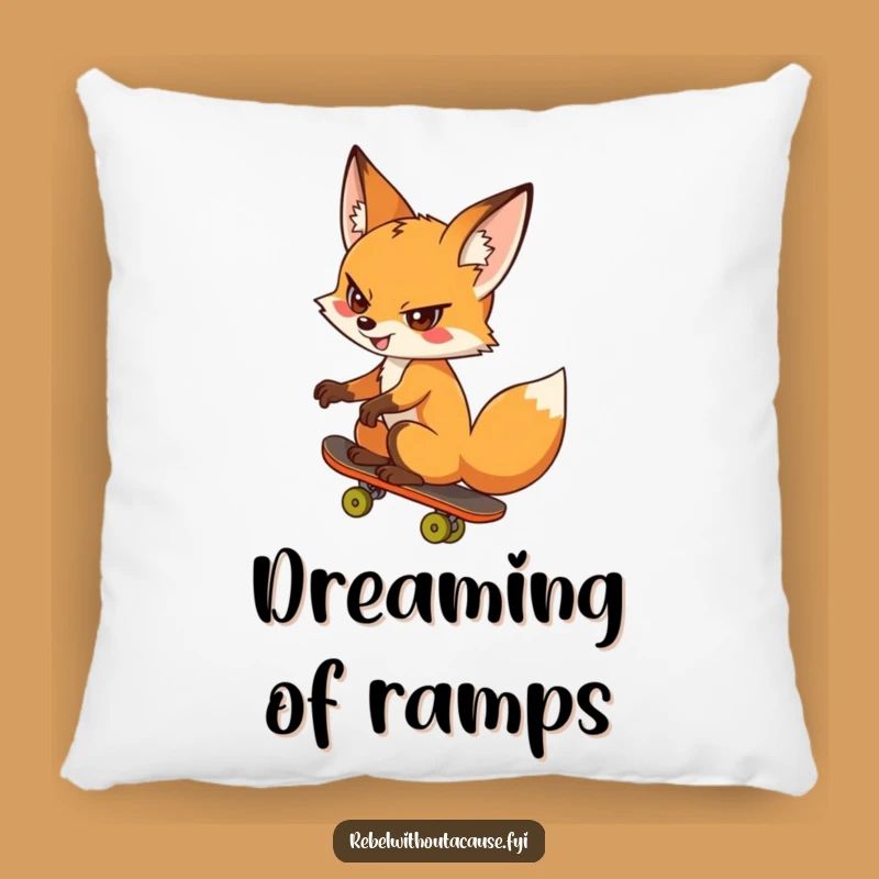 Funny Fox Pillow: Cheeky Skater Cub, Comfy & Cool Funny Gift