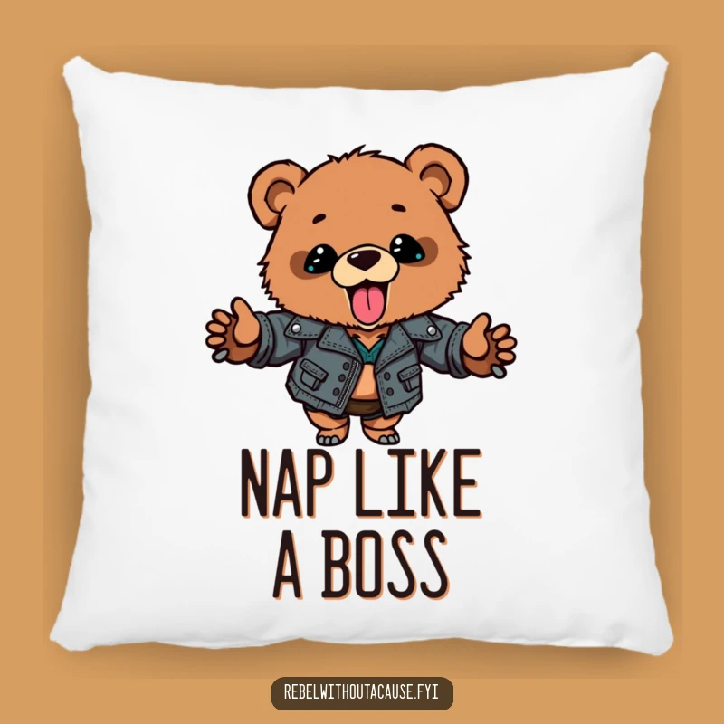 Funny Bear Cub Pillow: Adorable Ripped Jacket Cub, Cozy & Cheeky Funny Gift