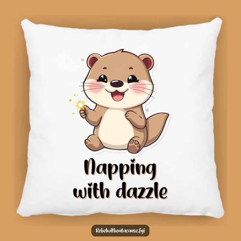 Funny Otter 'Sparkle On' Pillow - Cool Confident Otter Accent Gift