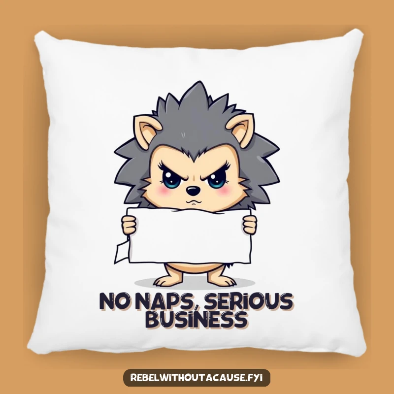 Funny Stern Hedgehog Pillow - Determined Comfort Cushion - Adorable Funny Gift