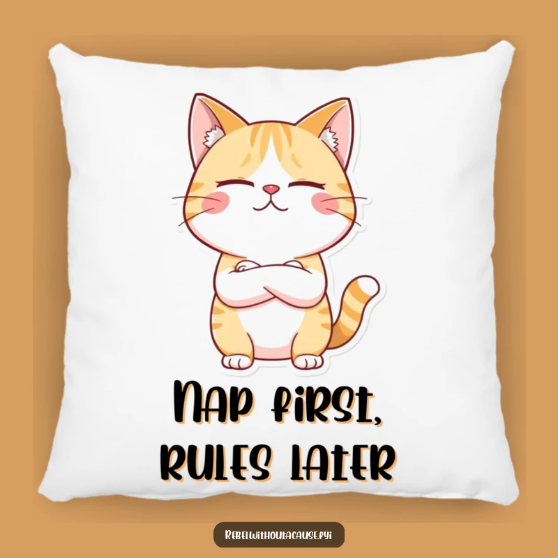 Funny Unimpressed Cat Pillow - Cozy Rule Breaker Cushion - Adorable Funny Gift