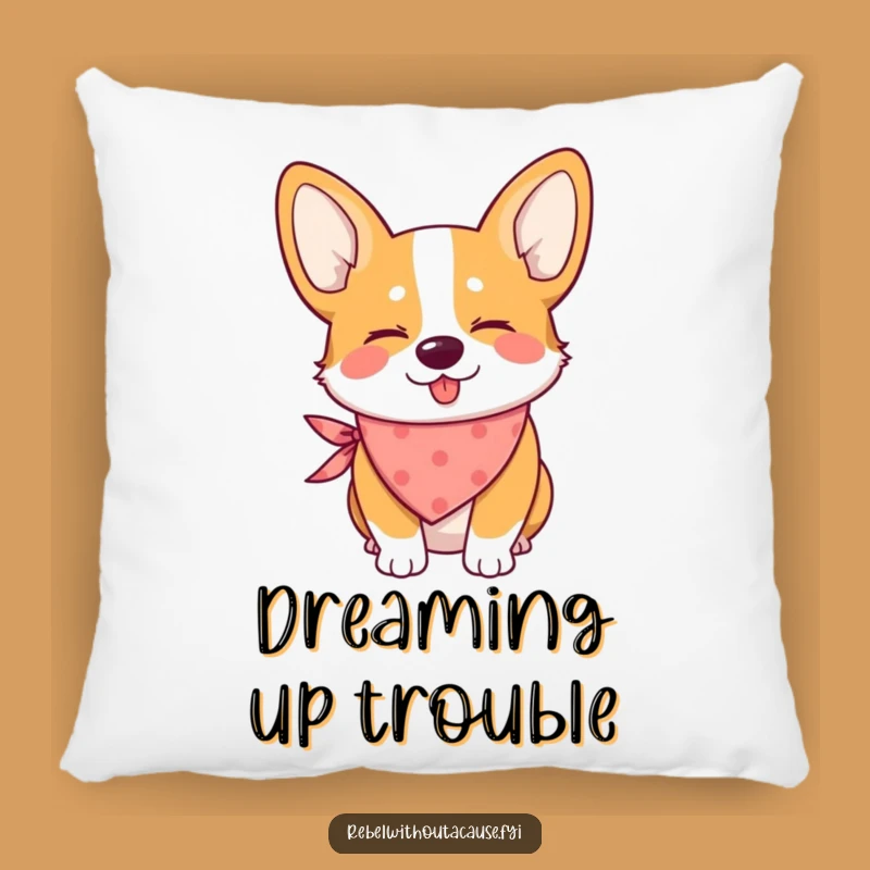 Funny Winking Corgi Bandana Pillow: Comfy Cuteness with a Playful Wink
