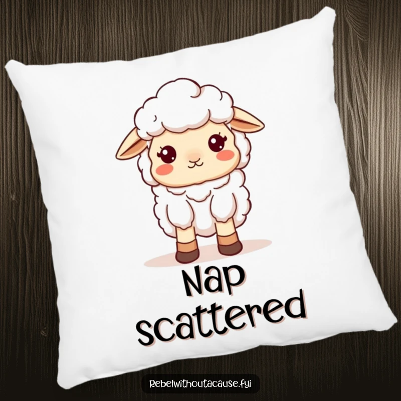 Funny Sheep Pillow: A kawaii sheep wearing mismatched socks looks charmingly scattered, offering a soft and humorous decorative pillow.
