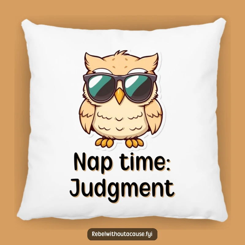 Funny Owl Pillow: Cozy Unimpressed Bird Decor, Sarcastic Sunglasses Cushion Gift