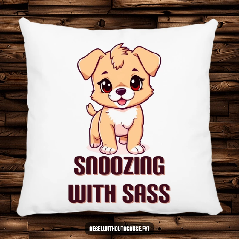 Funny puppy pillow featuring a playful puppy with a confident stride and a rebellious streak, a comfortable and joyful funny gift.