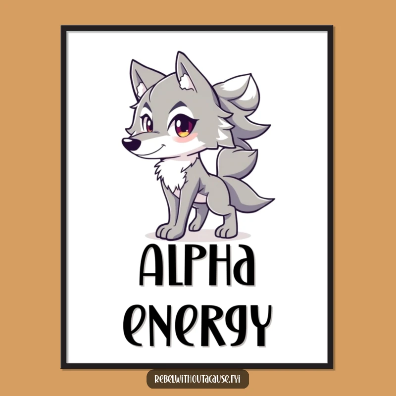 Funny Confident Wolf Digital Art - Printable Wild Spirit - Instant Funny Gift!