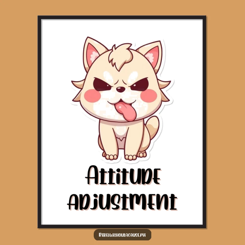 Funny Defiant Animal Tongue Digital Art, Bold Decor Funny Gift