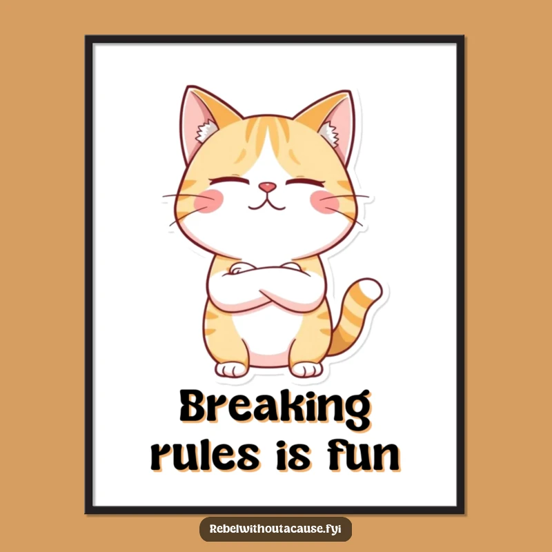 Funny Unimpressed Cat Digital Art - Sarcastic Rule Breaker Printable - Instant Funny Gift