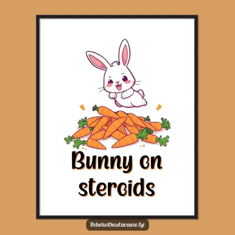 Funny Aggressive Bunny Digital Art: Instant Energy for Your Space!