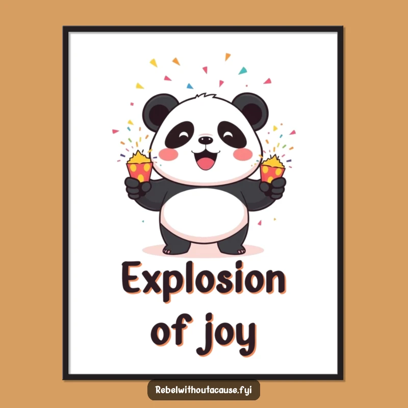 Funny Panda Celebration Art: Mischievous Panda Juggling Exploding Poppers, Digital Funny Gift Print