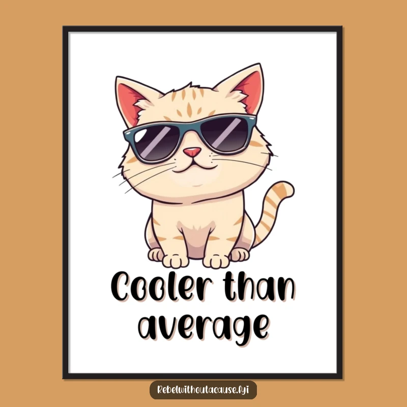 Funny Cool Cat Sunglasses Digital Print: Instant Feline Cool for Your Walls!